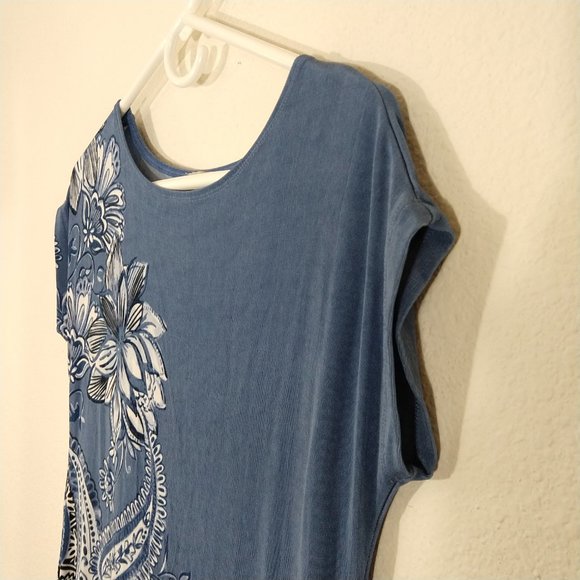 Chico’s Women's Multi-Print Floral Dress Sleeveless Blue US Size 4/6 Made in USA - Picture 3 of 9